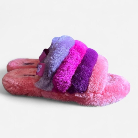 Kids UGG Multicolor Fluff Yeah Slides - Picture 2 of 4